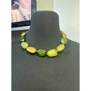 Tones of Green Chunky Acrylic Beaded Necklace 18 inch